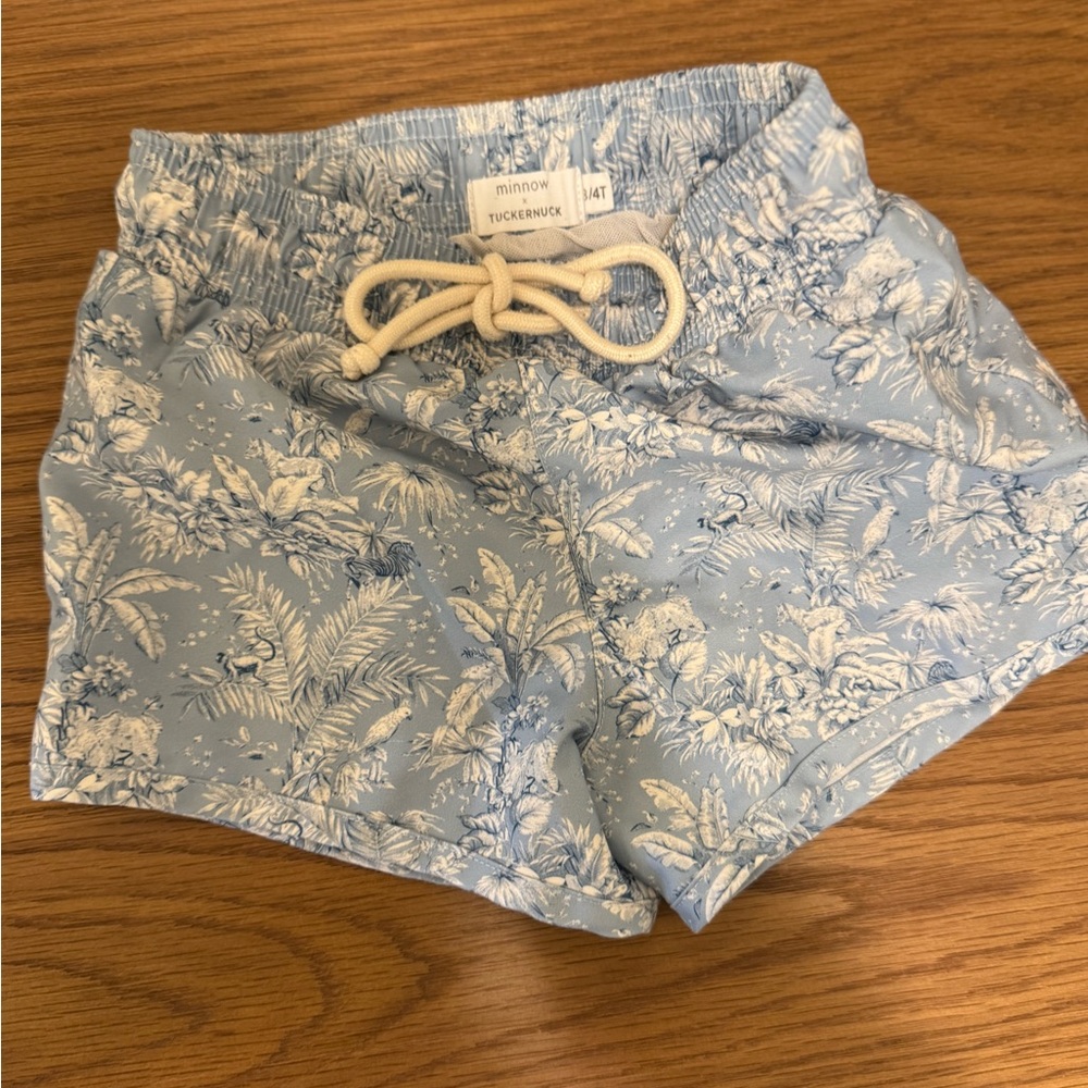 Minnow x tuckernuck 3/4T palm swimming trunks